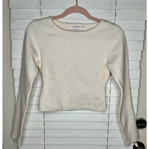 Women's Good American cupped cropped Sweater, Size 3/4, White